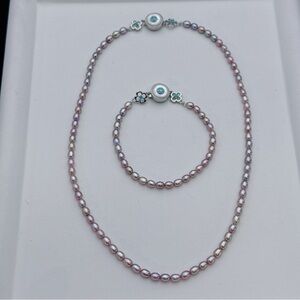 X782 Handmade High Quality Freshwater Baby Pearl Necklace Bracelet Set